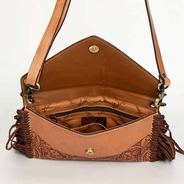 ADBGA290 American Darling Hand Tooled Floral Carved Leather Envelope with Fringes