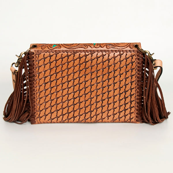 ADBGA290 American Darling Hand Tooled Floral Carved Leather Envelope with Fringes