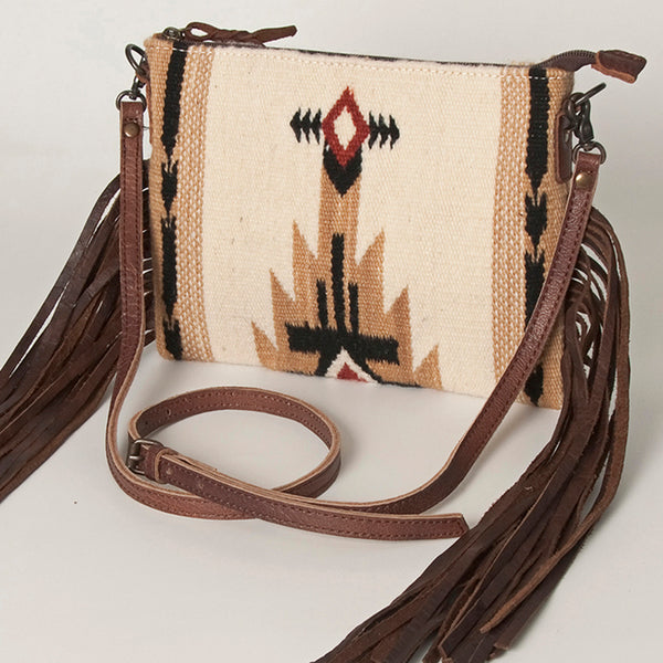 ADBG236 American Darling Cross body Bag with Woven Saddle Blanket & Fringes