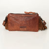 LC-ADBGS142 Western Rodeo Crossbody - Hair-On Leather Bag with Steer Wrestling Print & Fringe