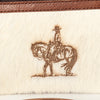 LC-ADBGS142 Western Rodeo Crossbody - Hair-On Leather Bag with Steer Wrestling Print & Fringe