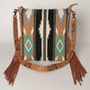 ADBG905 Southwestern Wool Blanket & Tooled Leather Strap Crossbody Bag by American Darling