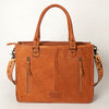 ADBG230 American Darling Hand Tooled Floral Western Leather Woven Saddle Blanket Tote Bag