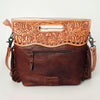 ADBGS146 Engraved Cowhide & Tooled Leather Shoulder Bag - Western Fringe Crossbody