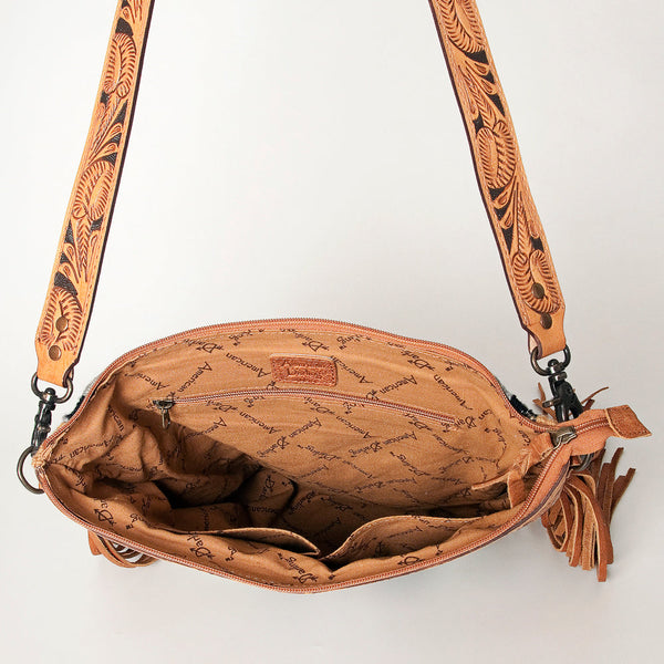 ADBG510 American Darling Signature Cross Body Bag - Hand Tooled Floral Leather & Woven Saddle Blanket