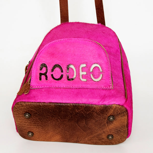 ADBGS156 Hot Pink Cowhide Leather Backpack with Inlay - Western Cowgirl Statement Bag