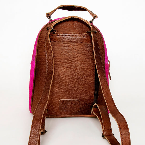ADBGS156 Hot Pink Cowhide Leather Backpack with Inlay - Western Cowgirl Statement Bag