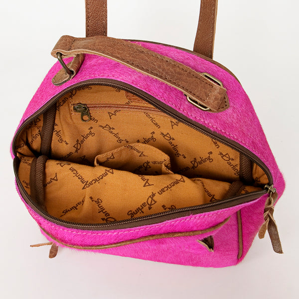 ADBGS156 Hot Pink Cowhide Leather Backpack with Inlay - Western Cowgirl Statement Bag