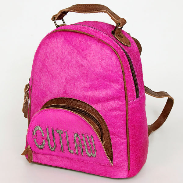 ADBGS156 Hot Pink Cowhide Leather Backpack with Inlay - Western Cowgirl Statement Bag