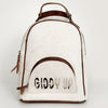 ADBGS156 White Cowhide Leather Backpack with Bold Inlay - Western Cowgirl Classic