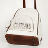 ADBGS156 White Cowhide Leather Backpack with Bold Inlay - Western Cowgirl Classic