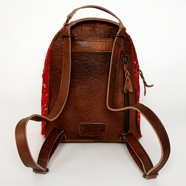 ADBGS156 Red Hair-On Hide Leather Mini Backpack - Western Cowgirl Style