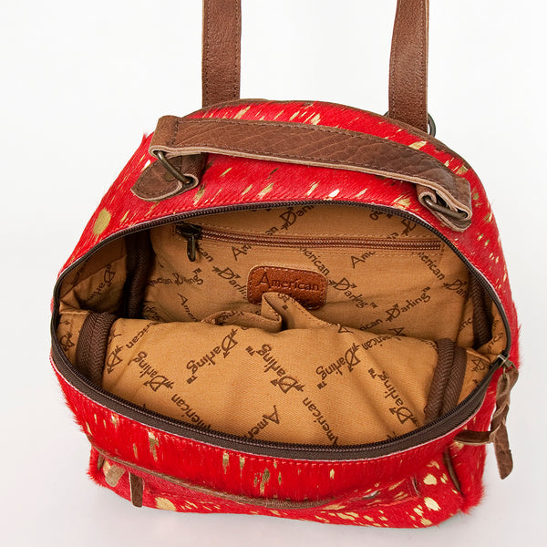 ADBGS156 Red Hair-On Hide Leather Mini Backpack