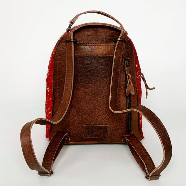 cowgirl trendy leather backpack ADBGS156 Red Hair-On Hide Leather Mini Backpack