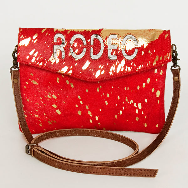 ADBGS178 Red Metallic Cowhide Envelope Crossbody - Western Leather Purse