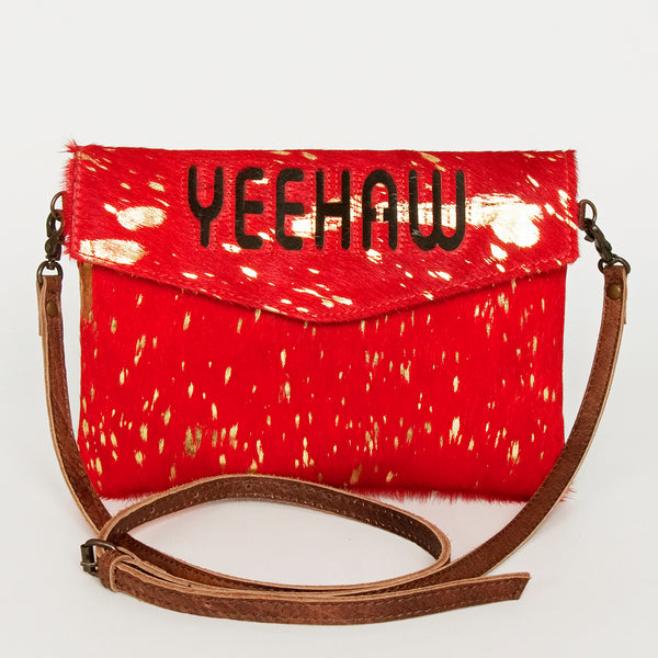 ADBGS178 Red Metallic Cowhide Envelope Crossbody - Western Leather Purse