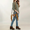 ADBGF103 American Darling Western Clear Bag - Handcrafted Leather Fringed Stadium Purse