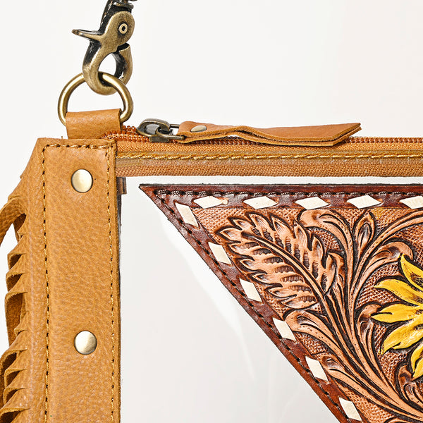 ADBGF103 American Darling Western Clear Bag - Handcrafted Leather Fringed Stadium Purse