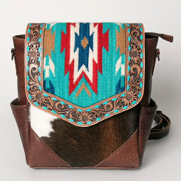 ADBG845 American Darling Hand Tooled Floral & Saddle Blanket Leather Western Backpack