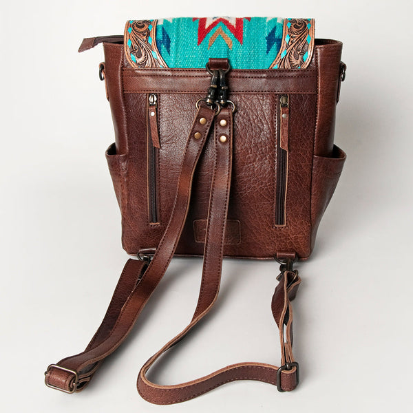 ADBG845 American Darling Hand Tooled Floral & Saddle Blanket Leather Western Backpack