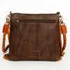ADBGM282 Raw-Edge Tribal Leather Crossbody - Fringe, Bone Accent & Braided Strap
