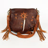 ADBGM283 Tribal Leather Crossbody - Fringe, Bone Accent & Braided Strap