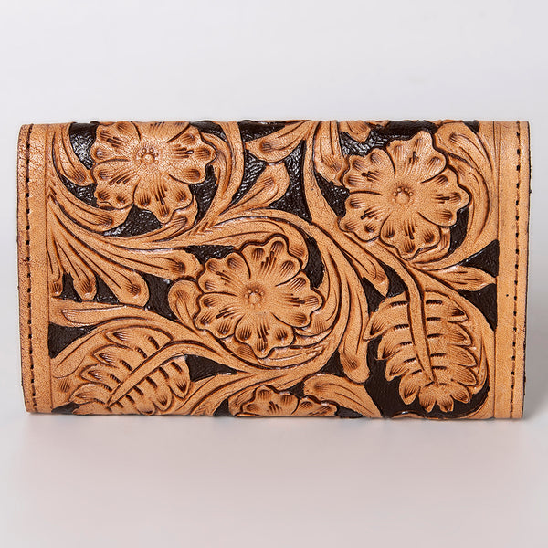 SKBG105Wallet Hand Tooled Saddle Leather and Upcycled Canvas Ladies Bag H4XW6 SKBG105 SKBG