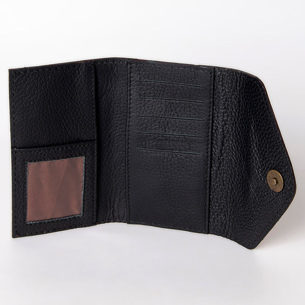 SKBG105Wallet Hand Tooled Saddle Leather and Upcycled Canvas Ladies Bag H4XW6 SKBG105 SKBG