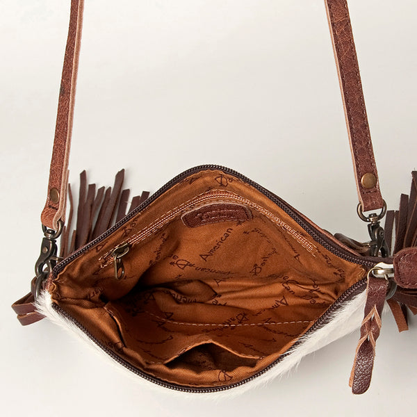 ADBG109 American Darling Western Leather Crossbody Bag Hair-On Cowhide and Fringe