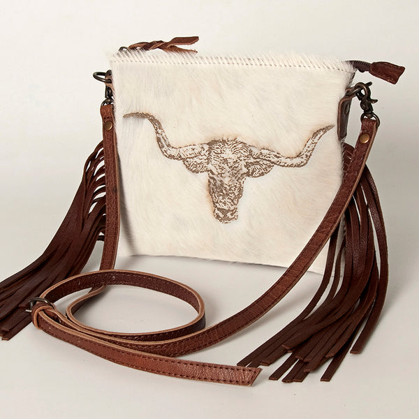 ADBG109 American Darling Western Leather Crossbody Bag Hair-On Cowhide and Fringe