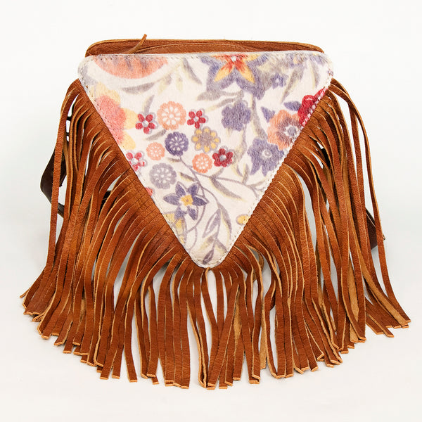 ADBG935 American Darling Western Leather Cross body Bag with Hair-On Cowhide and Long Fringes