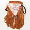 ADBG935 American Darling Western Leather Cross body Bag with Hair-On Cowhide and Long Fringes