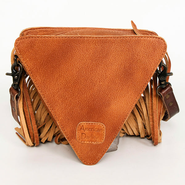 ADBG935 American Darling Western Leather Cross body Bag with Hair-On Cowhide and Long Fringes