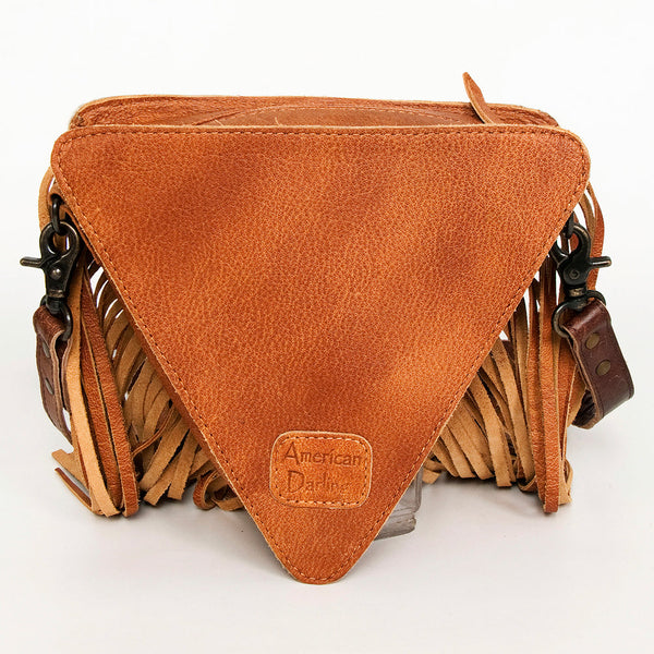 ADBG935 American Darling Western Leather Cross body Bag with Hair-On Cowhide and Long Fringes