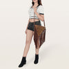 ADBG935 American Darling Western Leather Cross body Bag with Hair-On Cowhide and Long Fringes