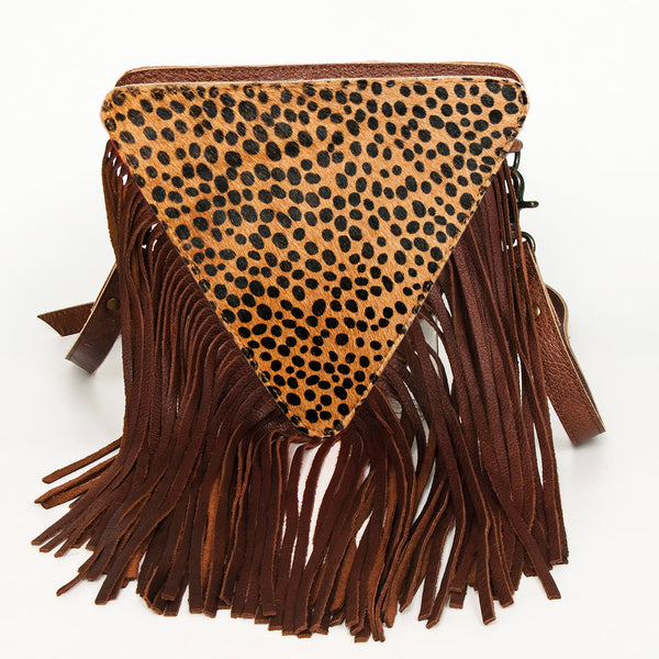 ADBG935 American Darling Western Leather Cross body Bag with Hair-On Cowhide and Long Fringes