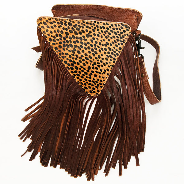 ADBG935 American Darling Western Leather Cross body Bag with Hair-On Cowhide and Long Fringes