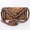 ADBG941 American Darling Handcrafted Hair-On Cowhide Wallet with Hand Tooled Floral Carved Leather