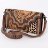 ADBG941 American Darling Handcrafted Hair-On Cowhide Wallet with Hand Tooled Floral Carved Leather
