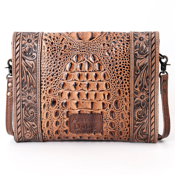 ADBG942 American Darling Handcrafted Crocodile Embossed Leather Small Cross body Bag