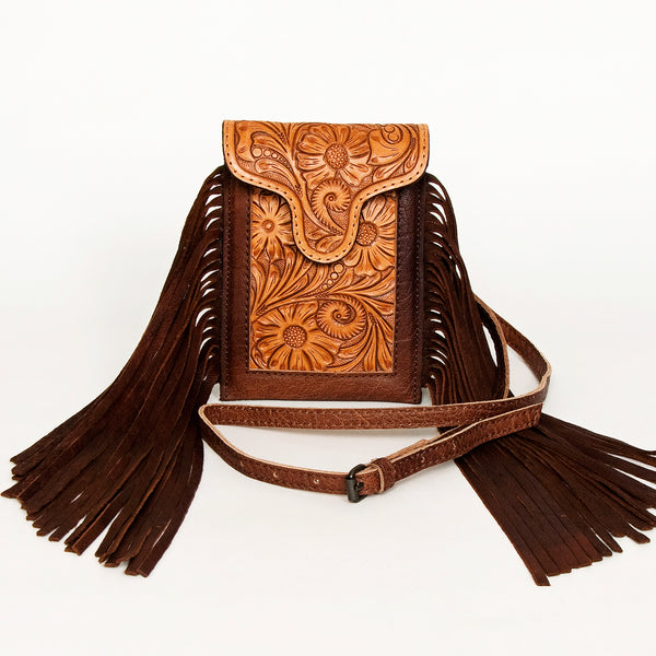 ADBG943 American Darling Handcrafted Hand Tooled Floral Leather Cell phone holder