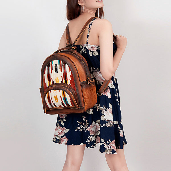 ADBG944 American Darling Handcrafted Backpack with Hand Woven Saddle Blanket and Genuine Leather