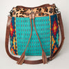 ADBG574 American Darling Southwestern Wool Bucket Bag Drawstring Tote with Leather Strap