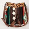 ADBG574 American Darling Southwestern Wool Bucket Bag Drawstring Tote with Leather Strap