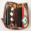 ADBG574 American Darling Southwestern Wool Bucket Bag Drawstring Tote with Leather Strap