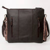 KBA115 CROSS BODY Hand Tooled Saddle Leather and Upcycled Canvas Ladies Bag 14.5x15.5 KBA