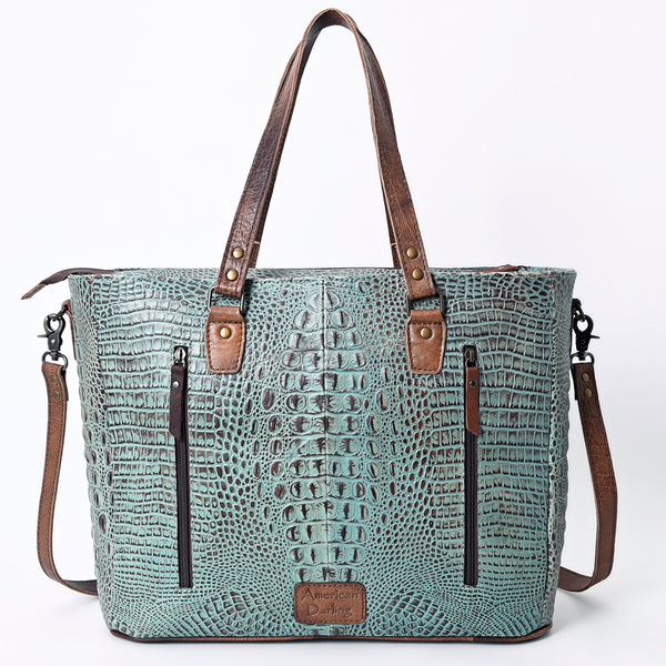 ADBG962 Crocodile Embossed Genuine Leather Western Tote Compact Handbag by American Darling