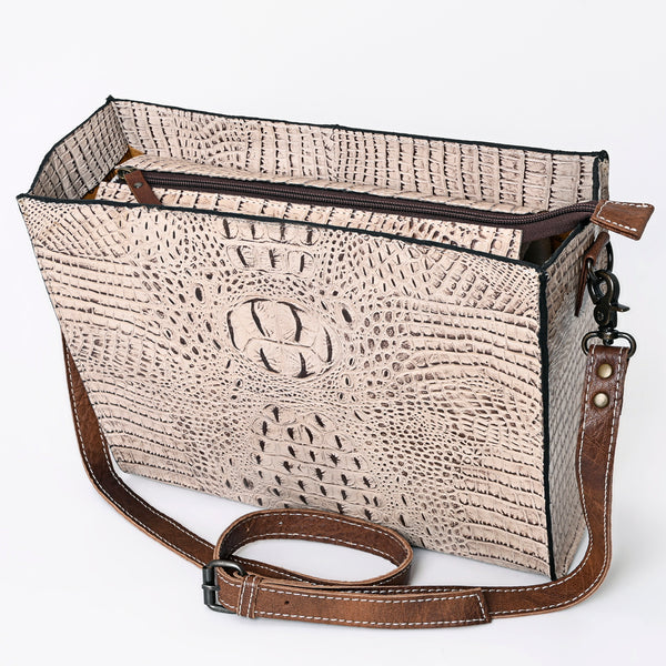 ADBG971 American Darling Crocodile Embossed Western Leather Messenger Bag