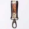 ADKR210 Hand-Tooled Leather Loop Keyring - Floral Design with Swivel Clasp