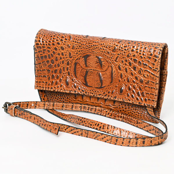 ADBG973 American Darling Crocodile Embossed Western Leather Wallet Bag